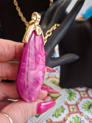 Collana lunga donna oro e rosa