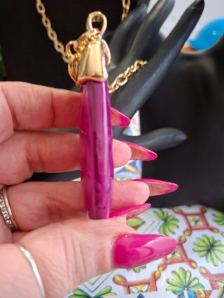 Collana lunga donna oro e rosa