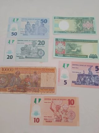 Billetes de África: Nigeria, Mauritania, Madagasca