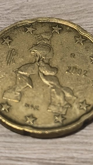 Moneda 20 céntimos Italia 2002
