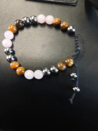 Bracciale donna perline marroni e rosa