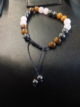 Bracciale donna perline marroni e rosa