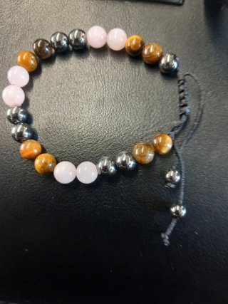 Bracciale donna perline marroni e rosa