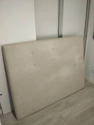 Cabecero de cama beige de tela 160cm de largo