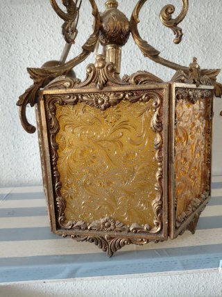 Lámpara de bronce y cristal para pasillo