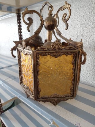 Lámpara de bronce y cristal para pasillo