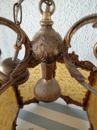 Lámpara de bronce y cristal para pasillo