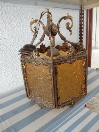Lámpara de bronce y cristal para pasillo