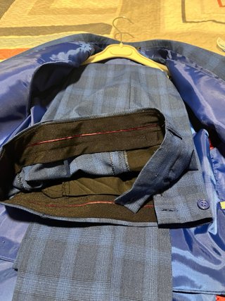 Traje de cuadros azul