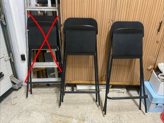 2 Taburetes alto (63 cm) plegable negro