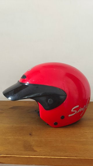 Casco NZI rosso scooter visiera nera