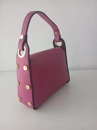 Bolso Piel Italiana Abeja Dorado Rosa