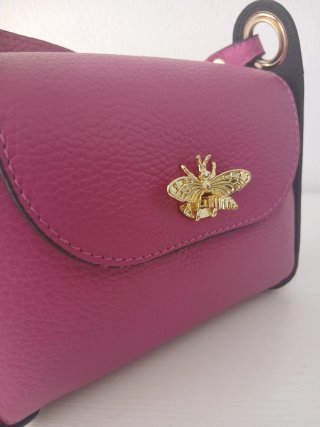 Bolso Piel Italiana Abeja Dorado Rosa
