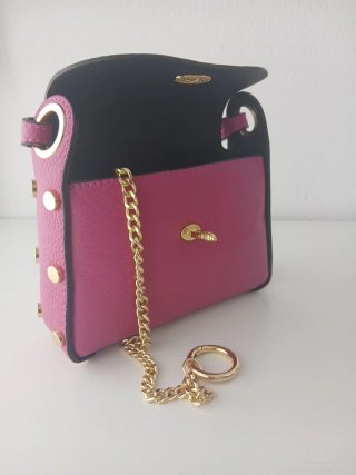 Bolso Piel Italiana Abeja Dorado Rosa