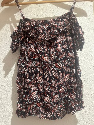 Camiseta tirantes estampado hojas