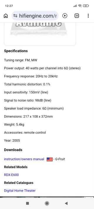 Amplificador Yamaha RX-E600 Plata