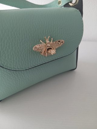 Bolso piel italiana abeja dorado