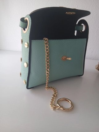 Bolso piel italiana abeja dorado