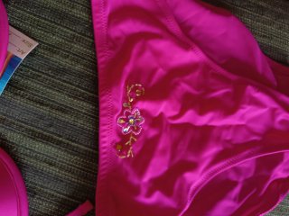 Bikini rosa bordado lentejuelas T38
