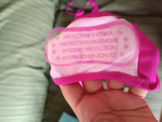 Bikini rosa bordado lentejuelas T38