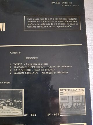 Vinilo Música Verdi y Puccini