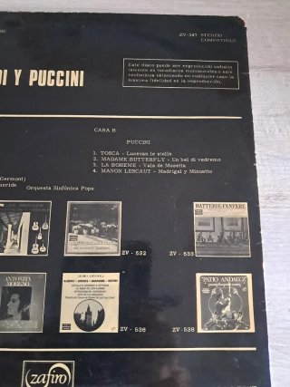 Vinilo Música Verdi y Puccini