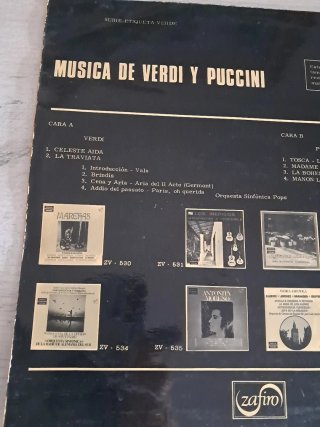 Vinilo Música Verdi y Puccini