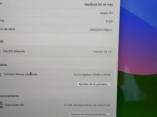 MACBOOK AIR 13.6, M1, space grey, 8gb, 256gb ssd,