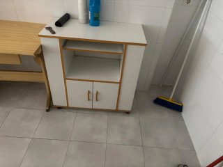 Mueble auxiliar cocina blanco y madera