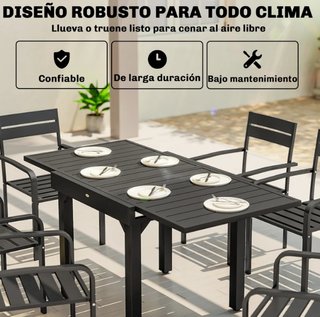 Mesa Comedor Exterior Extensible Gris