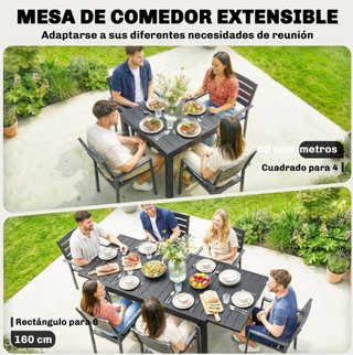 Mesa Comedor Exterior Extensible Gris