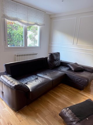 Divano chaise longue QSofas in pelle marrone con motore