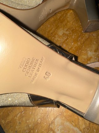 Scarpe Vernissage oro glitter slingback tacco