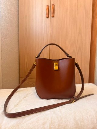Bolso Mango Marrón Asa Corta y Bandolera