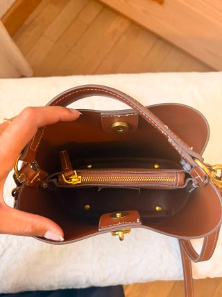 Bolso Mango Marrón Asa Corta y Bandolera