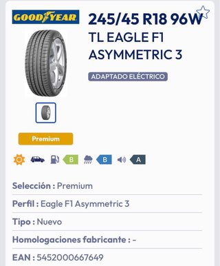 PAREJA NEUMÁTICOS NUEVOS 245 45 18 GOODYEAR
