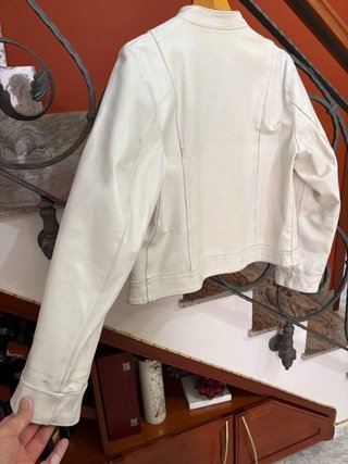 Giacca Biker in Vera Pelle vissuta Vintage Bianca