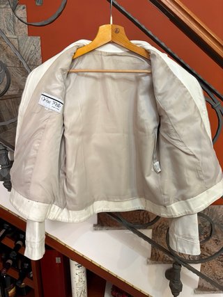Giacca Biker in Vera Pelle vissuta Vintage Bianca