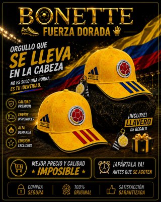 Gorra Deportiva Colombia Bonette Dorada