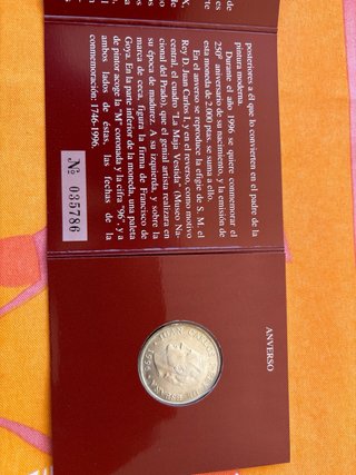Moneda de Plata Goya 1996 2000 pesetas
