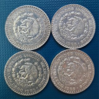 Monedas 1 Peso Plata Mexicana 1961-1963