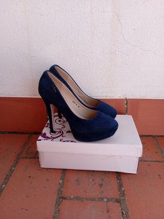 Tacones azules oscuros altos talla 39
