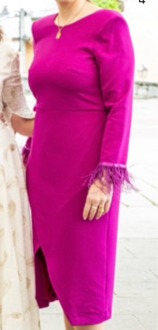 Vestido fucsia con plumas