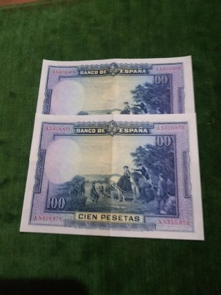 Billetes 100 Pesetas 1928 Cervantes Correlativos