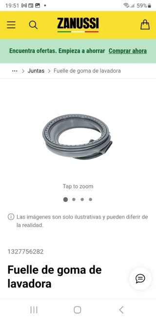 Goma Fuelle Lavadora Zanussi Lindo 100 a estrenar