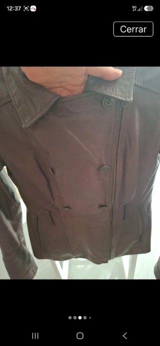 Chaqueta de cuero marrón mujer Talla L