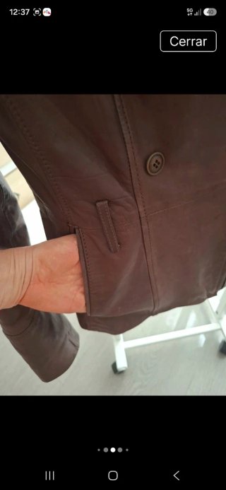 Chaqueta de cuero marrón mujer Talla L