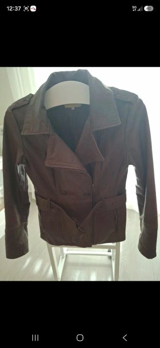 Chaqueta de cuero marrón mujer Talla L