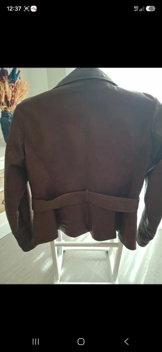 Chaqueta de cuero marrón mujer Talla L