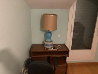 Lámpara de mesa vintage azul y beige